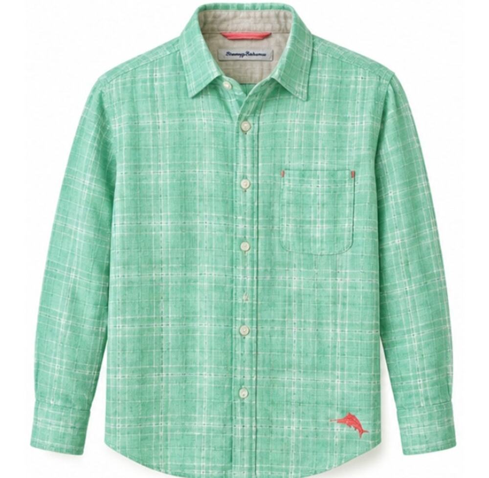 Tommy Bahama Ventana Plaid Linen Long Sleeve Shirt Men’s M  ST325395